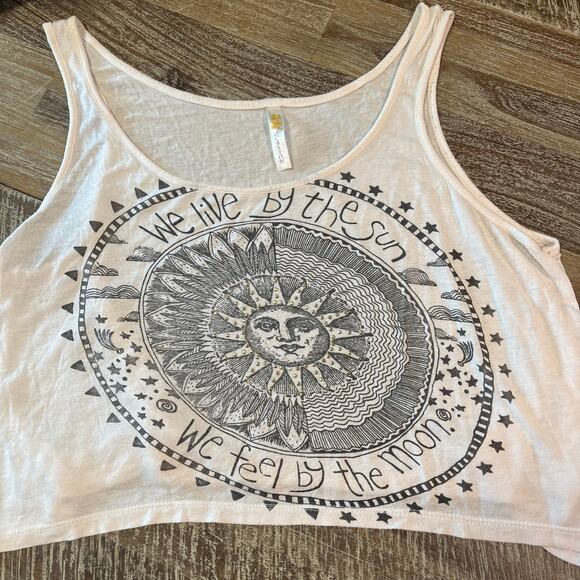 Vintage Y2K Ocasion Boho Swing Tank Crop Top Live by the Sun Feel By the Moon - Picture 1 of 8